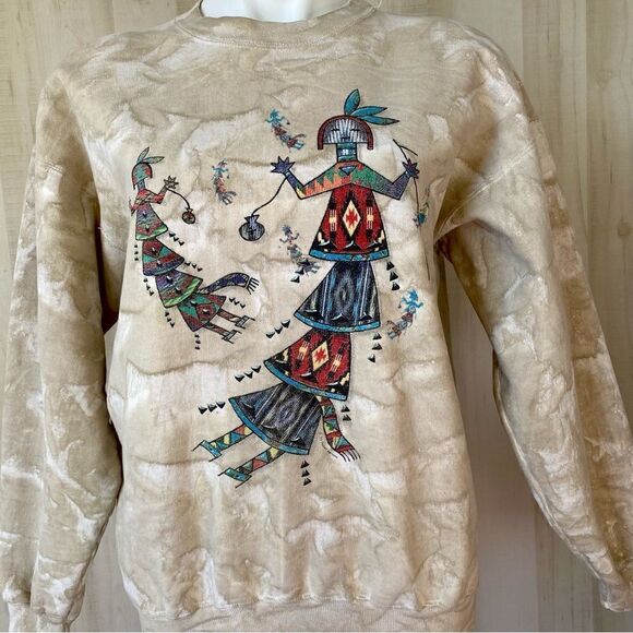 Vintage Southwest Yei Navajo print sweatshirt tie dye size Medium - Picture 3 of 10